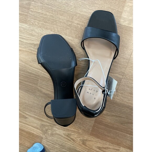 A New Day Shelly Heels Black 8.5 Wide Women's Ankle Strap Block Memory Foam NEW - Picture 13 of 16